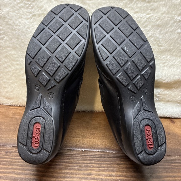Rieker Loafers Flats Women Black EUR 41 (US 10) Leather Walking Anti Stress GUC - Picture 7 of 11